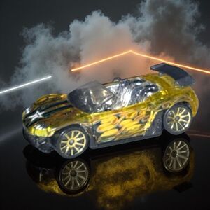 HOT WHEELS Gold Trak-Tune (Clear Yellow Version) 12/12 Sports Car 1:64 Scale